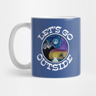 Let’s go outside White graphx - funny camping quotes Mug